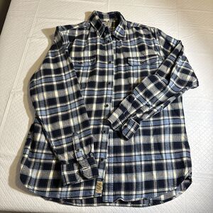 Jachs Shirt Mens XLarge Tall Blue Plaid Heavy Flannel Button‎ Up Outdoor Casual'